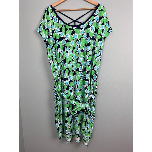 T by Talbots Womens 3X Plus Floral Dress UPF 50+‎ Coastal Resort Travel Stretch - Picture 3 of 10